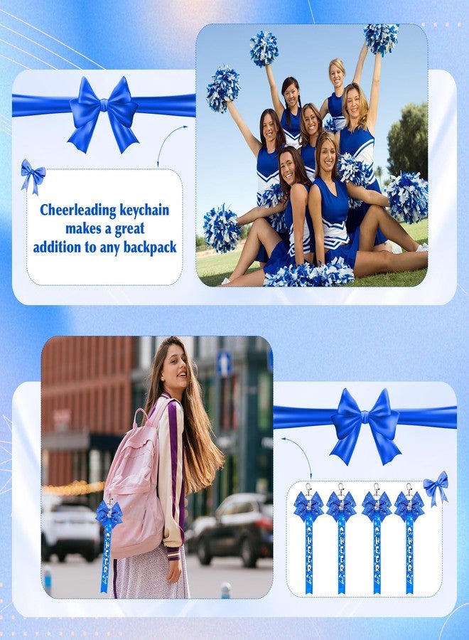 Aurelema 18 Pcs Cheer Ribbon Glitter Cheerleader Bow Keychain Cheerleading Pin Holder Accessories Gifts for Girls(Blue) - Image 5